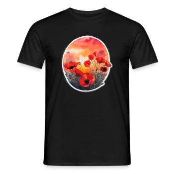 Poppyfield - Männer T-Shirt - Schwarz - Vorne - AI Model Male 178 light (178cm)