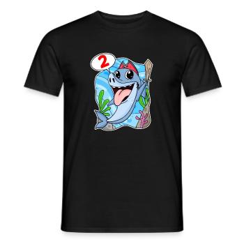 2nd Birthday Motif Shark Pirate - Two Years - Men's T-Shirt - black - Front - AI Model Male 178 light (178cm)