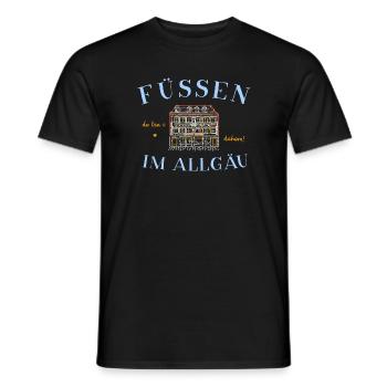 Füssen im Allgäu, Altstadt, Fassade Stadtapotheke - Männer T-Shirt - Schwarz - Vorne - AI Model Male 178 light (178cm)