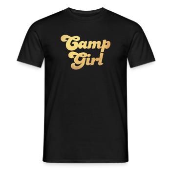 Camp Girl Gold Camping Handwriting Cool Luxury Fan - T-shirt homme - noir - Devant - AI Model Male 178 light (178cm)