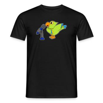 Parrot Singer Microphone Singing - Men's T-Shirt - black - Front - AI Model Male 178 light (178cm)