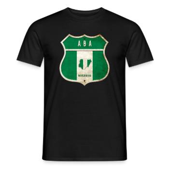 Design du blason du drapeau d'Aba Nigeria - T-shirt homme - noir - Devant - AI Model Male 178 light (178cm)
