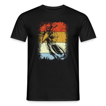Stripes Retro Rider Silhouette - Men's T-Shirt - black - Front - AI Model Male 178 light (178cm)