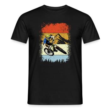 Retro Mountain Rider Streifen - Männer T-Shirt - Schwarz - Vorne - AI Model Male 178 light (178cm)