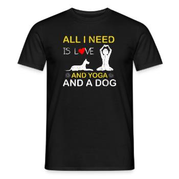 Love Yoga and a Dog Tee - Men's T-Shirt - black - Front - AI Model Male 178 light (178cm)