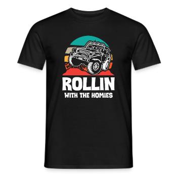 Jeeps Rollin avec The Homies - T-shirt homme - noir - Devant - AI Model Male 178 light (178cm)