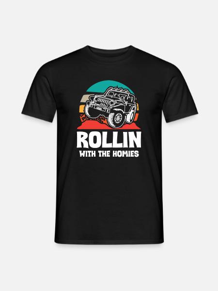 Jeeps Rollin With The Homies - Men's T-Shirt - black