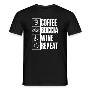 Coffee Boccia Wine Repeat Spruch Bocciaspieler - Männer T-Shirt - Schwarz - Vorne - AI Model Male 178 light (178cm)