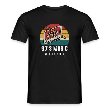 90s Music Matters. Music gift idea, Party Apparel - Men's T-Shirt - black - Front - AI Model Male 178 light (178cm)