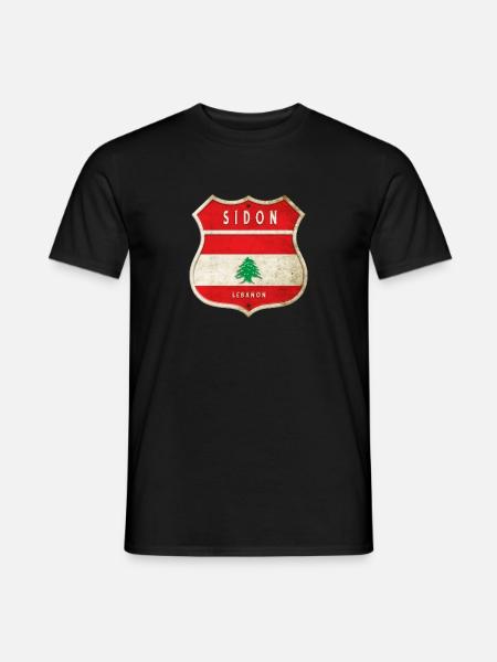 Sidon Liban Armoiries Drapeaux Design - T-shirt homme - noir