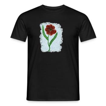 Fleur rouge rouille avec des feuilles vertes - T-shirt homme - noir - Devant - AI Model Male 178 light (178cm)