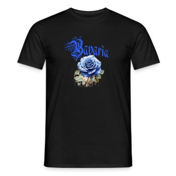 Bavaria Rose – Blaue Rose mit Schriftzug - Männer T-Shirt - Schwarz - Vorne - AI Model Male 178 light (178cm)