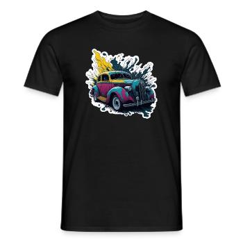 Éclaboussure de voiture vintage colorée - T-shirt homme - noir - Devant - AI Model Male 178 light (178cm)