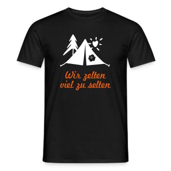 Camping cool funny sayings camping holidays summer - Men's T-Shirt - black - Front - AI Model Male 178 light (178cm)