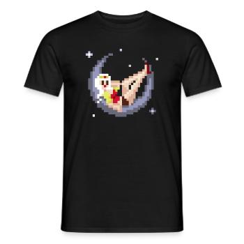 Pixel Pinup: Girl on the Moon - Men's T-Shirt - black - Front - AI Model Male 178 light (178cm)
