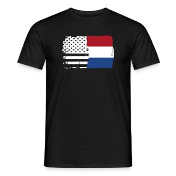 Flag Fusion: Stars Stripes Dutch Brush - Men's T-Shirt - black - Front - AI Model Male 178 light (178cm)