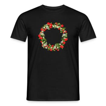 Kranz aus Erdbeeren Pflanzen und Erdbeeren Blüten - Männer T-Shirt - Schwarz - Vorne - AI Model Male 178 light (178cm)