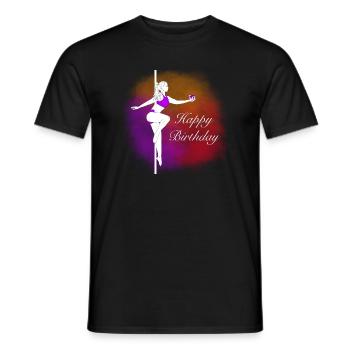 Pole Dance Birthday Gradient Illustration - Men's T-Shirt - black - Front - AI Model Male 178 light (178cm)