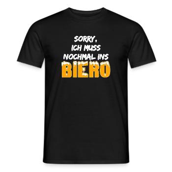 lustige Ausrede - Muss nochmal ins Biero Wortwitz - Männer T-Shirt - Schwarz - Vorne - AI Model Male 178 light (178cm)