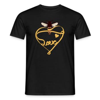 Abeille stylisée avec ruban jaune et beaucoup d’amour - T-shirt homme - noir - Devant - AI Model Male 178 light (178cm)