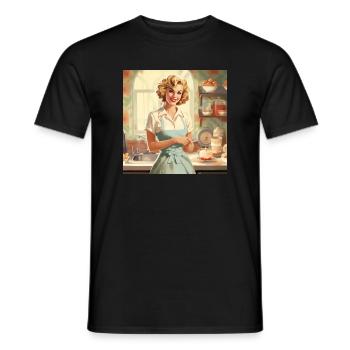 Vintage Hausfrau 50er Jahre - Retro Küche & Backen - Männer T-Shirt - Schwarz - Vorne - AI Model Male 178 light (178cm)