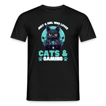 Gamer Girl Cat Cats & Gaming - T-shirt homme - noir - Devant - AI Model Male 178 light (178cm)
