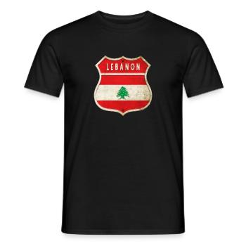 Conception des drapeaux des armoiries du Liban - T-shirt homme - noir - Devant - AI Model Male 178 light (178cm)