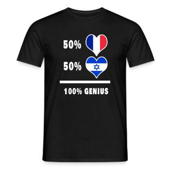 Israël et la France 100% génial Drapeaux Design - T-shirt homme - noir - Devant - AI Model Male 178 light (178cm)