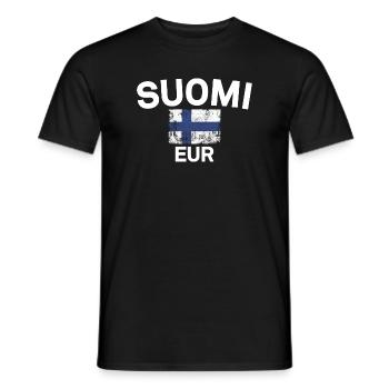 Finnish Flag Grunge: Suomi EUR - Men's T-Shirt - black - Front - AI Model Male 178 light (178cm)