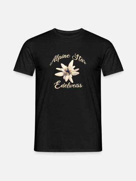 Alpine Star Edelweiss – Alpine Flower Design - Men's T-Shirt - black