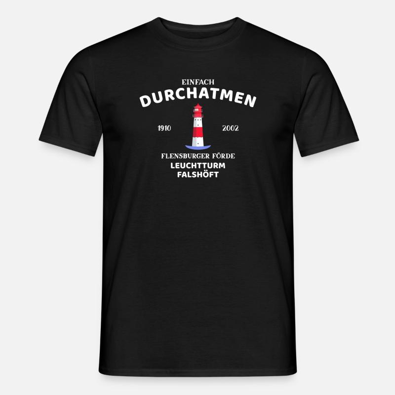 Flensburger Förde, Leuchtturm Falshöft, Durchatmen - Männer T-Shirt - Schwarz