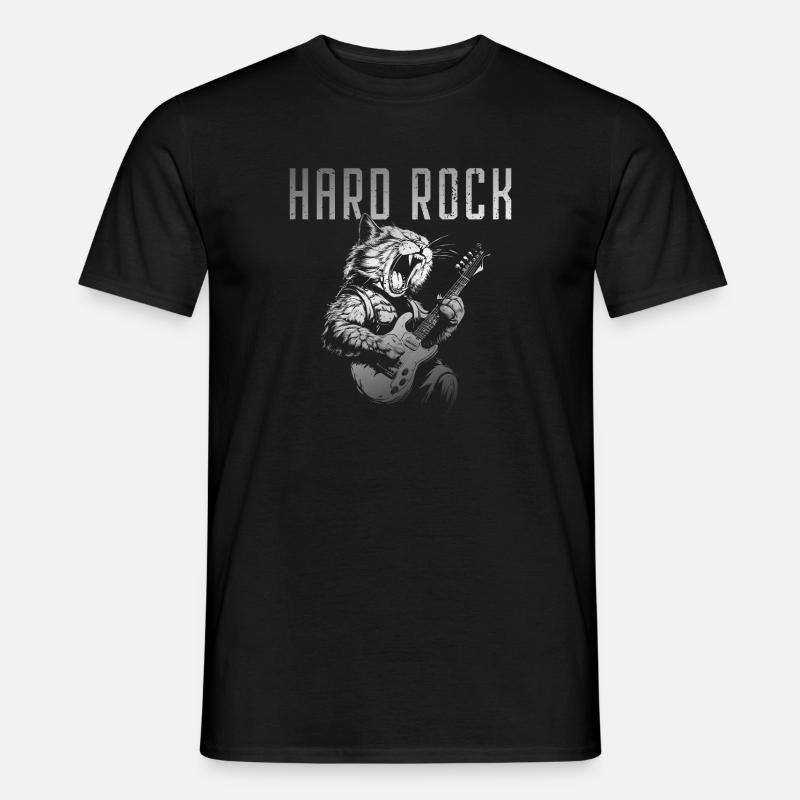 Hard rocking cat - Männer T-Shirt - Schwarz