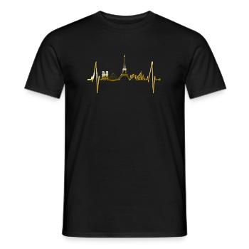 Paris Skyline Heartbeat Eiffel Tower France - Men's T-Shirt - black - Front - AI Model Male 178 light (178cm)
