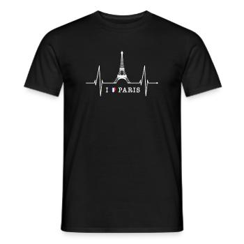 Paris Skyline Heartbeat Eiffel Tower France - Men's T-Shirt - black - Front - AI Model Male 178 light (178cm)