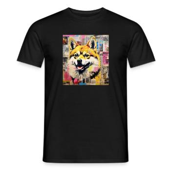Tiere, Künstler Collage Japan, Kunst Anime,Hund - Männer T-Shirt - Schwarz - Vorne - AI Model Male 178 light (178cm)