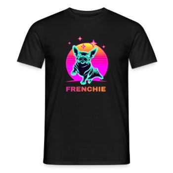 French Bulldog Neon Color 80s Style - Men's T-Shirt - black - Front - AI Model Male 178 light (178cm)