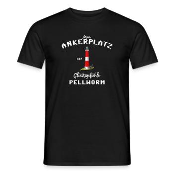 Pellworm , Ankerplatz der Glücksgefühle - Männer T-Shirt - Schwarz - Vorne - AI Model Male 178 light (178cm)
