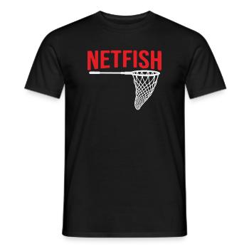 Funny fishing, Netfish, perody fishing design - Men's T-Shirt - black - Front - AI Model Male 178 light (178cm)