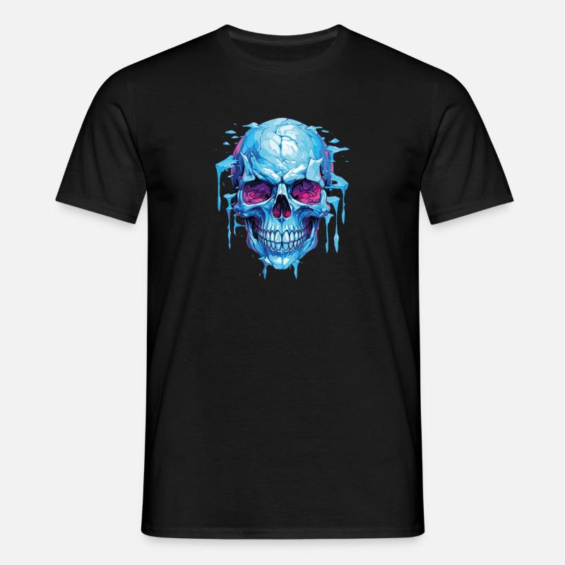 Neon Eis Schädelkunst - Männer T-Shirt - Schwarz
