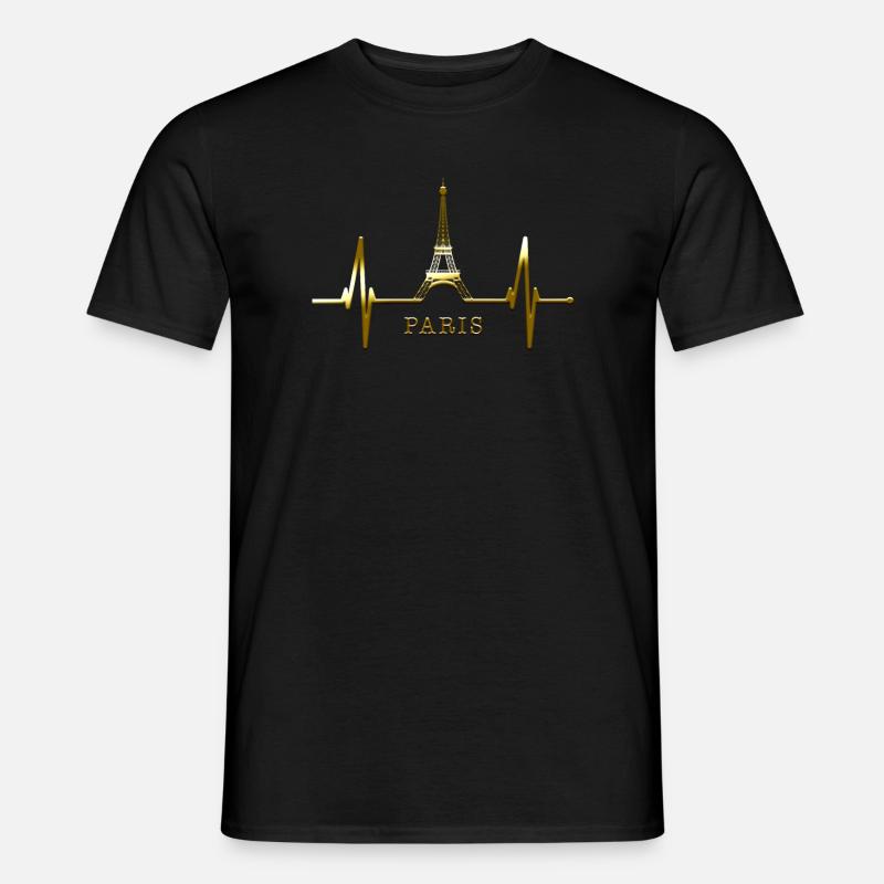 Paris Skyline Herzschlag Eiffelturm Frankreich - Männer T-Shirt - Schwarz
