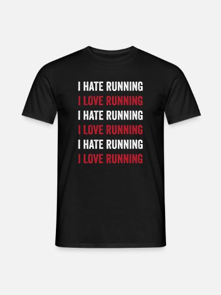 Me encanta correr - Odio correr - Mænd T-shirt - sort