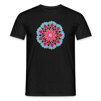 Yoga Mandala Gold Meditation India Ornament Om - Men's T-Shirt - black - Front - AI Model Male 178 light (178cm)