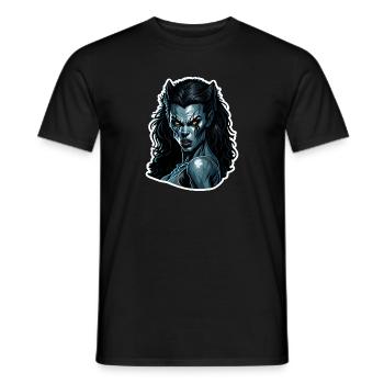 Blauer Nachtvampir Portrait Wehrwolf Weibchen - Männer T-Shirt - Schwarz - Vorne - AI Model Male 178 light (178cm)