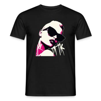 Pop Art Femme Avec Lunettes De Soleil Design - T-shirt homme - noir - Devant - AI Model Male 178 light (178cm)