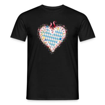 Gingerbread heart shape in blue and white Bavarian style - Men's T-Shirt - black - Front - AI Model Male 178 light (178cm)