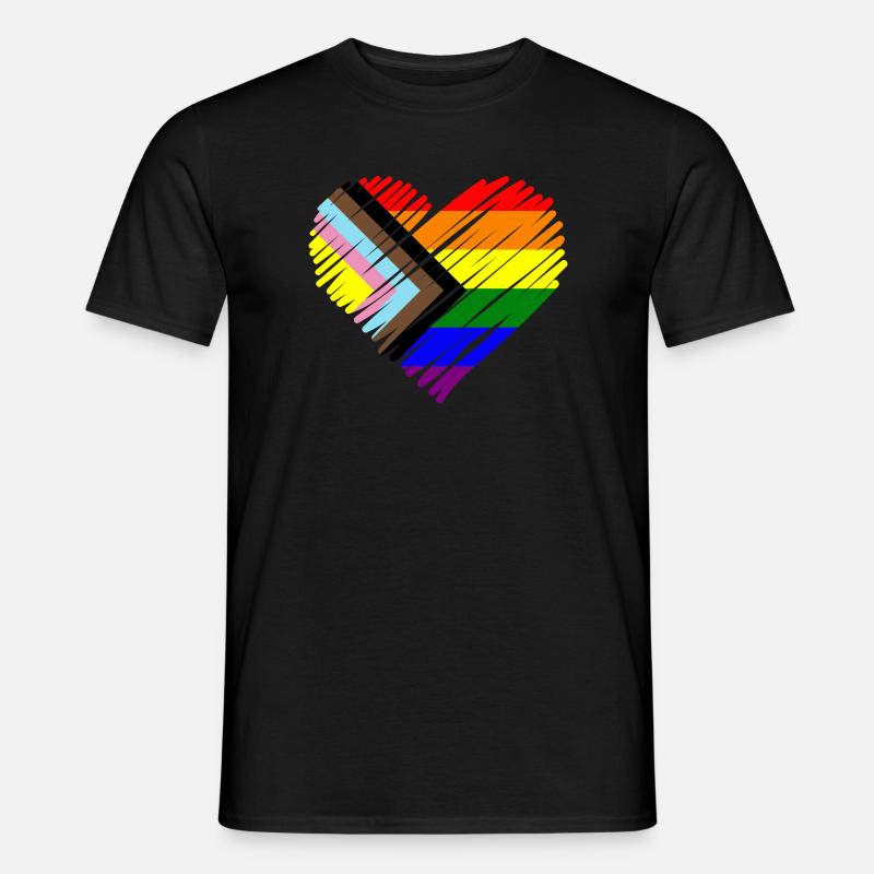 Pride Herz Chevron Muster - Männer T-Shirt - Schwarz