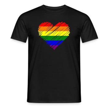 Rainbow Pride Heart - Men's T-Shirt - black - Front - AI Model Male 178 light (178cm)