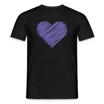 Purple Sketch Heart - Men's T-Shirt - black - Front - AI Model Male 178 light (178cm)