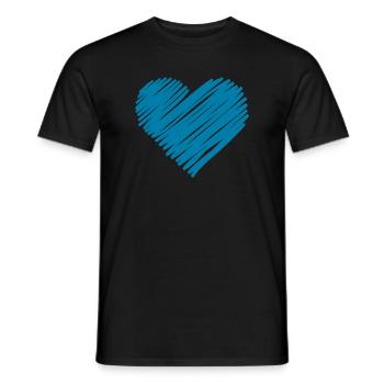 Blue Brush Heart - Men's T-Shirt - black - Front - AI Model Male 178 light (178cm)