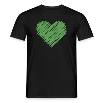 Grünes Skizzenherz - Männer T-Shirt - Schwarz - Vorne - AI Model Male 178 light (178cm)